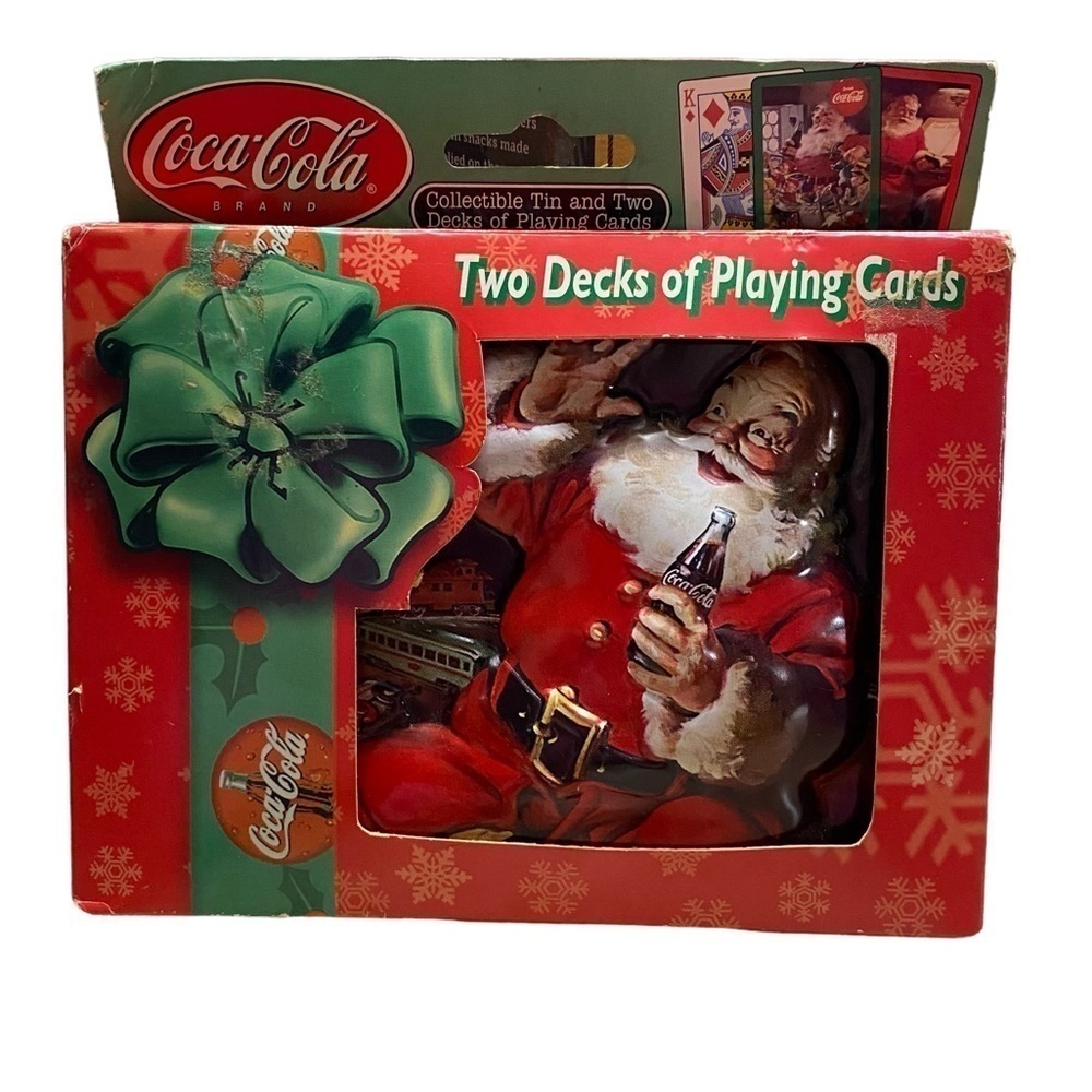 NIB VTG Coca-Cola Collectible Tin With Two Decks of Playing Cards